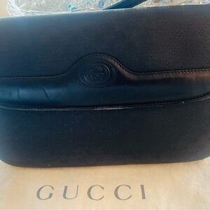 Gucci Black Embossed Shoulder Bag